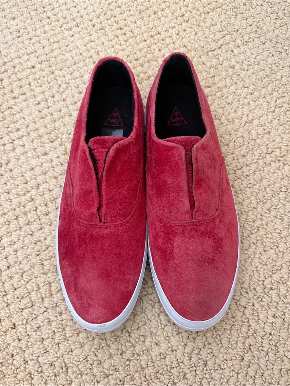 HUF Dylan Rieder Signature Slip-On Skate Shoes Red Suede Men's Size 8